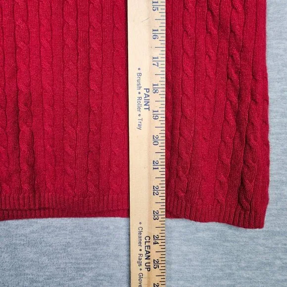 Charter Club Women’s Red Round Neck Short Sleeve Cashmere Sweater Sz S - Picture 4 of 6